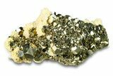 Dolomite and Calcite on Striated Pyrite - Peru #291906-1